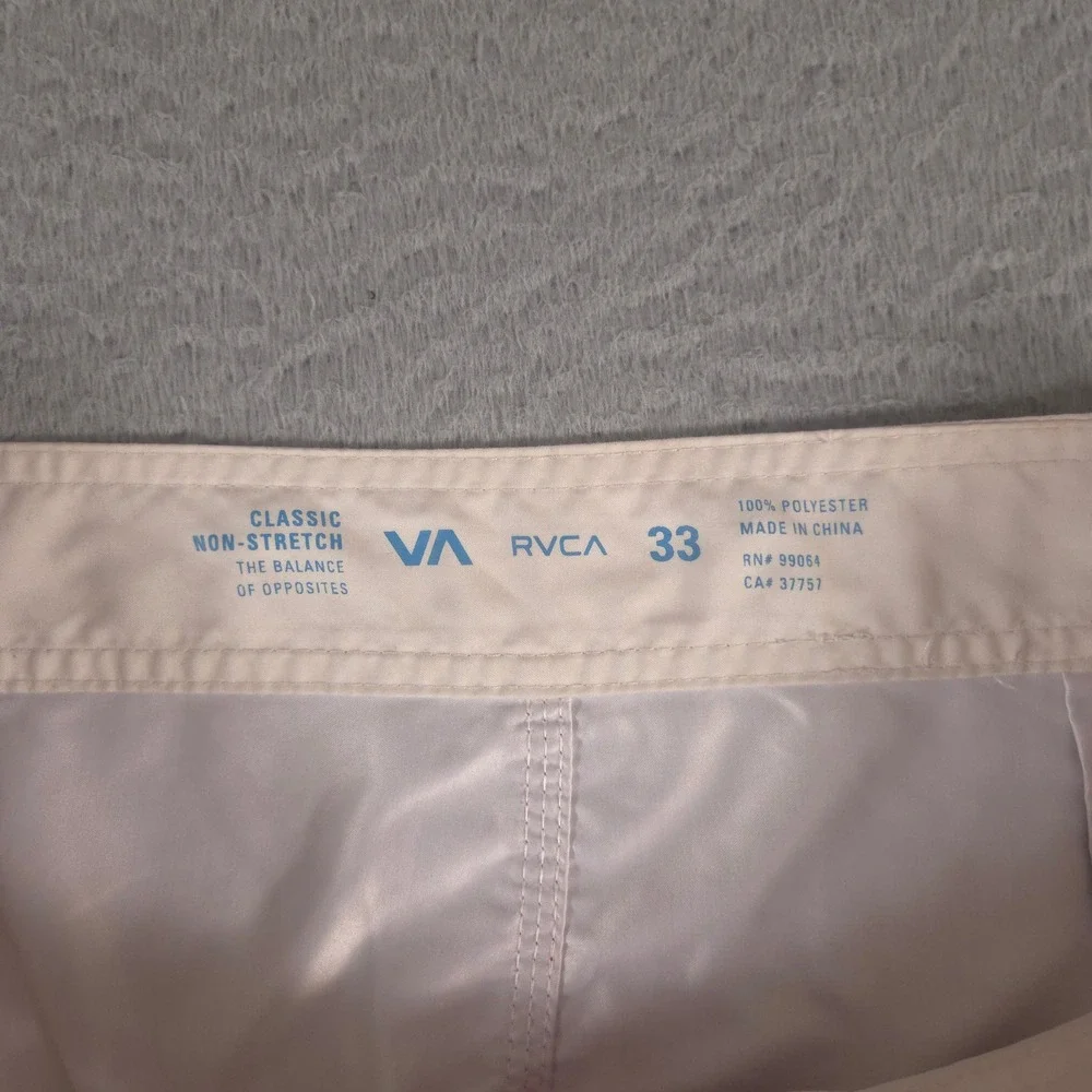 RVCA Shorts Mens 33 Red Blue Striped Board Classic Non-Stretch Pocket Swim Trunk